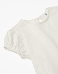 Zippy Cotton T-Shirt With Broderie Anglaise For Baby Girls