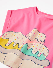 Zippy Cotton Cropped T-Shirt For Girls Ice Creams