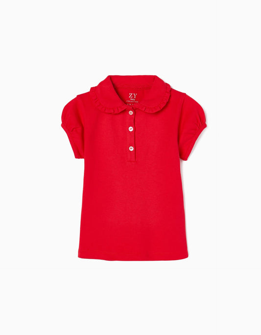 Zippy Short Sleeve Polo Shirt With Frills For Baby Girls