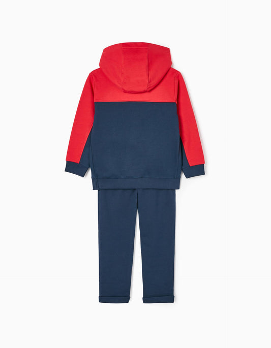 Zippy Cotton Tracksuit For Boys 'Swiss Race', Red/Dark Blue