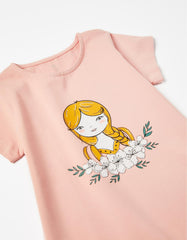 Zippy Cotton T-Shirt For Girls 'Doll', Pink