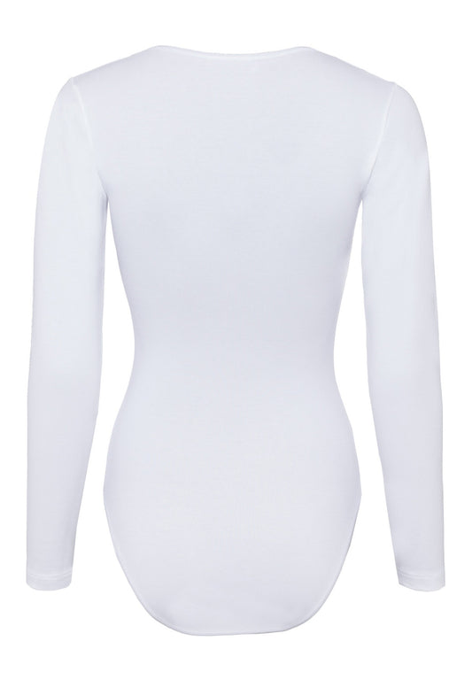 Skiny Bodysuit Long Sleeved White