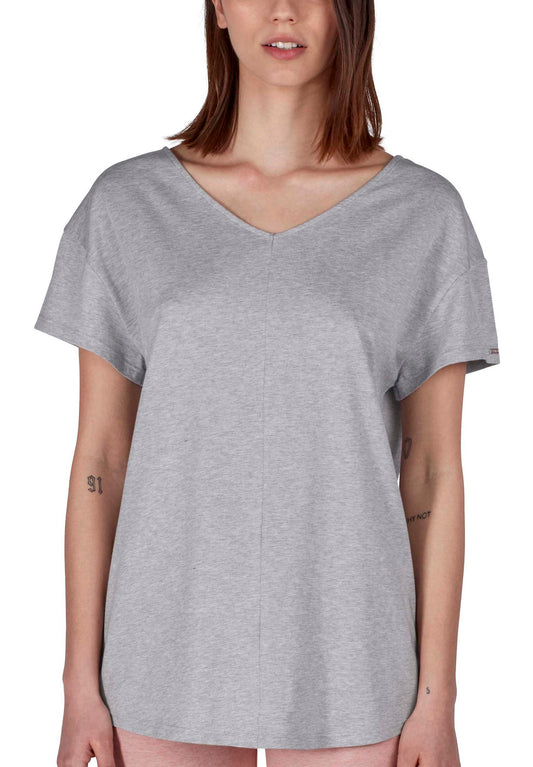 Skiny Short Sleeved Shirt Stone Grey Melange