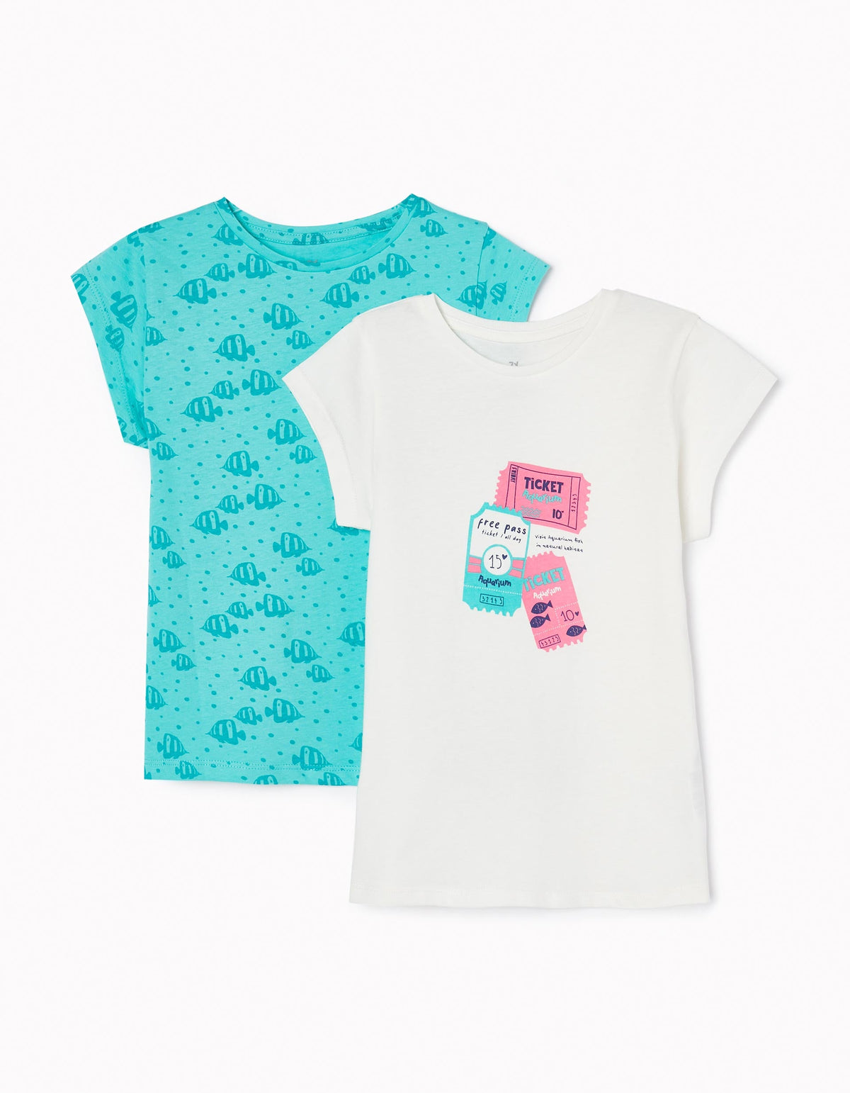 Zippy 2 Pack Cotton T-Shirts Aquarium For Girls