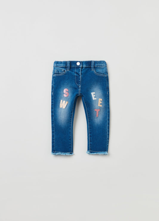 OVS Baby Girl Glitter Print Denim Jeggings