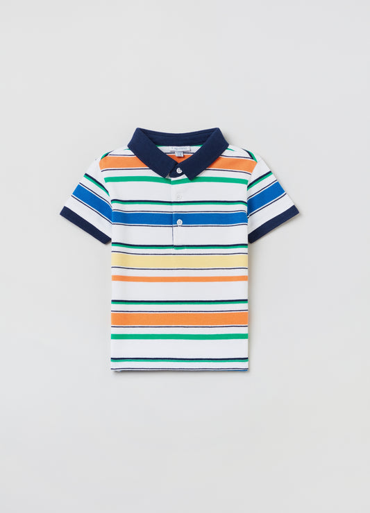 OVS Striped Stretch Cotton Polo Shirt