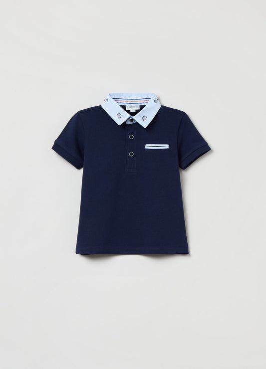 OVS Baby Boy  Contrast Collar And Pocket Trim Polo Shirt