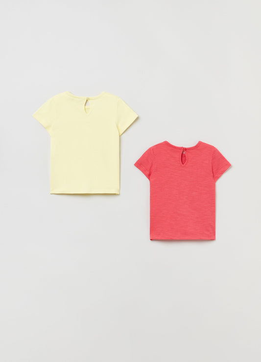 OVS Baby Girl 2 Pack Print And Plain T-Shirt