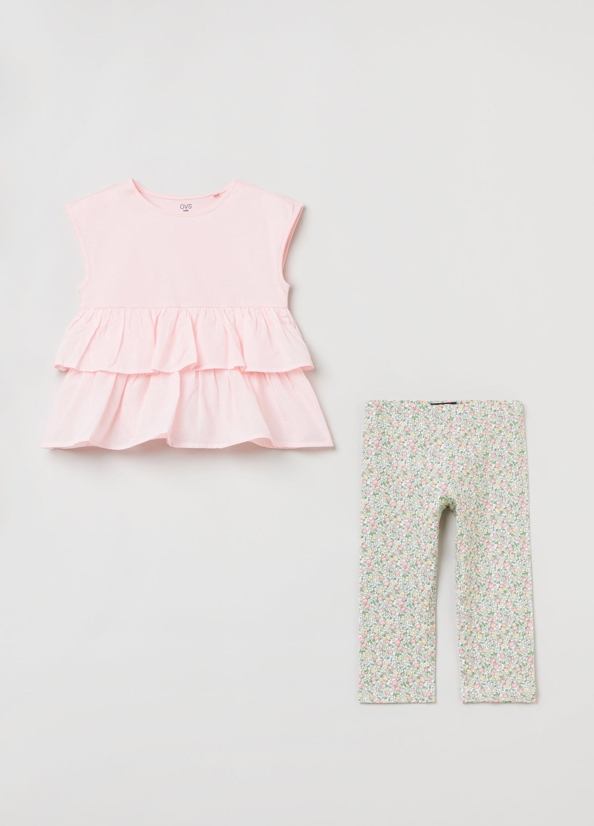 OVS Girls Ruffle Top & Floral Legging Set