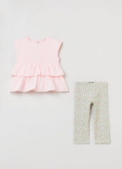 OVS Girls Ruffle Top & Floral Legging Set