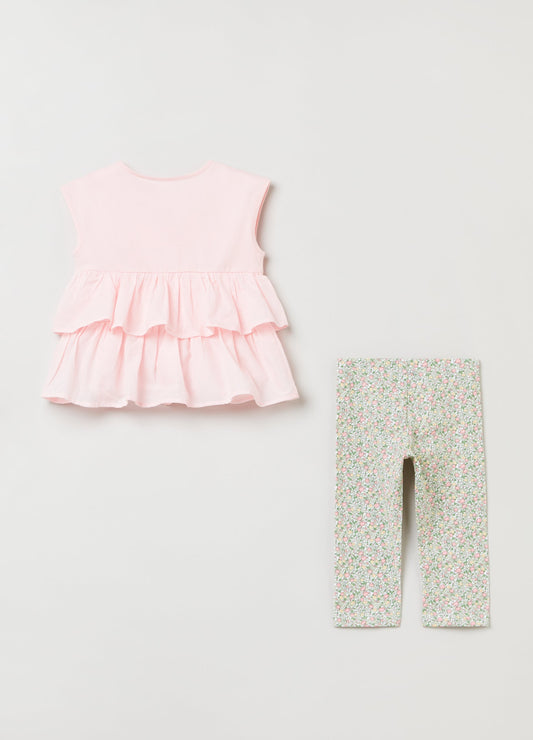 OVS Girls Ruffle Top & Floral Legging Set