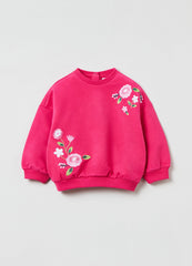 OVS Housebrand French Terry Sweatshirt With Embroidered Flowers