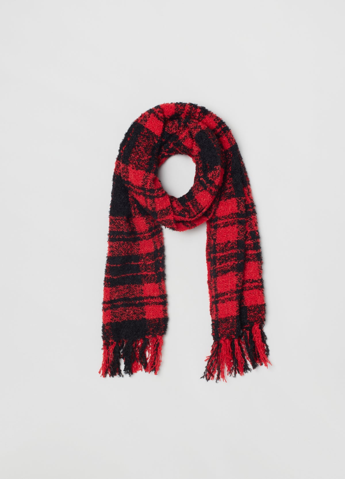 OVS Womens Bouclã© Scarf With Tartan Pattern