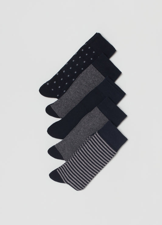 OVS Five-Pair Pack Mid-Length Socks With Stripes And Polka Dots