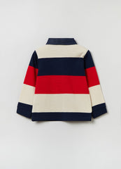 OVS Fagottino Striped Polo Shirt With Denim Collar