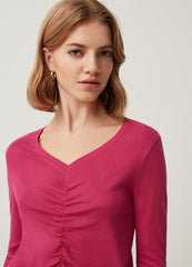 OVS Womens T-Shirt With V Neckline And Gathering