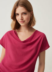 OVS Womens Cowl Neck Ruched Side Seam T-Shirt