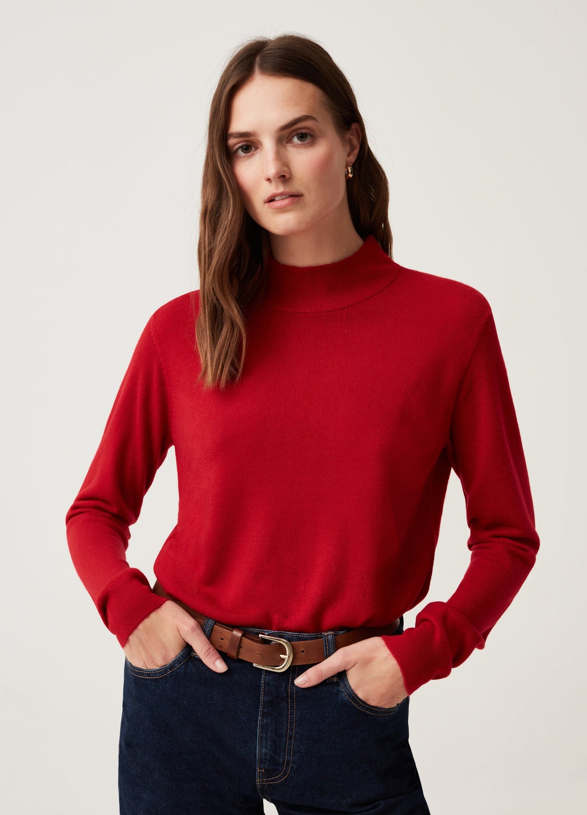 OVS Womens Pullover With Mock Neck