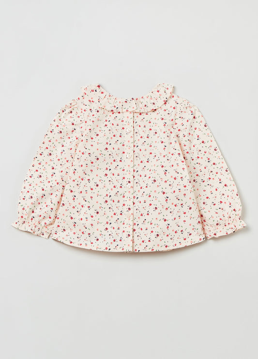 OVS Baby Girl Cotton Blouse With Small Flowers Print