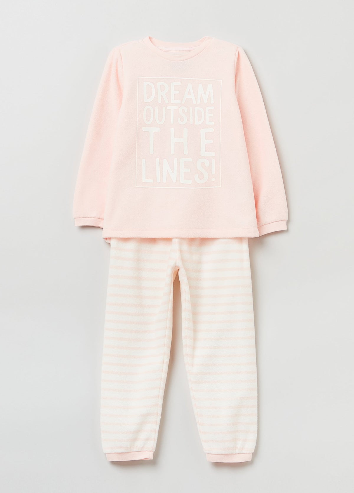 OVS Girls Slogan And Stripe Pyjama Set