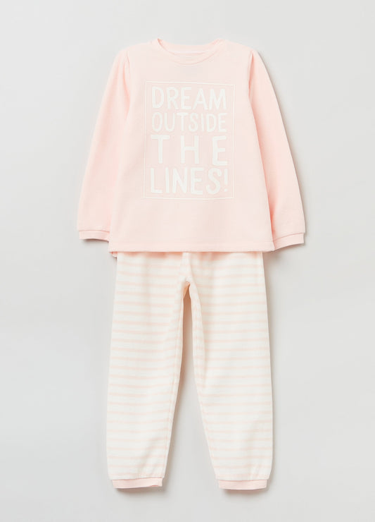 OVS Girls Slogan And Stripe Pyjama Set