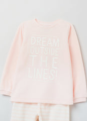 OVS Girls Slogan And Stripe Pyjama Set