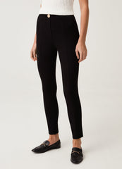 OVS Womens Crop Leggings With Gold Button