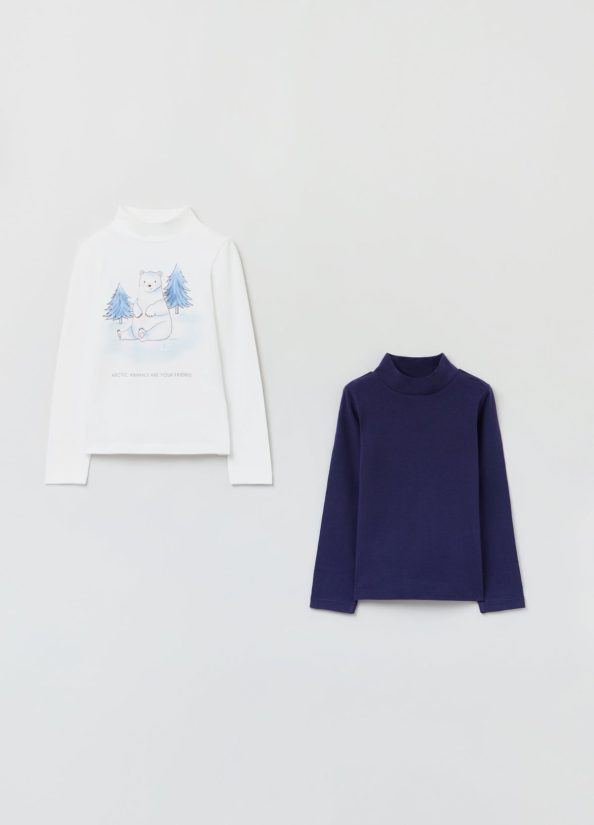 OVS Girls 2 Pack Print And Plain Turtleneck Tops