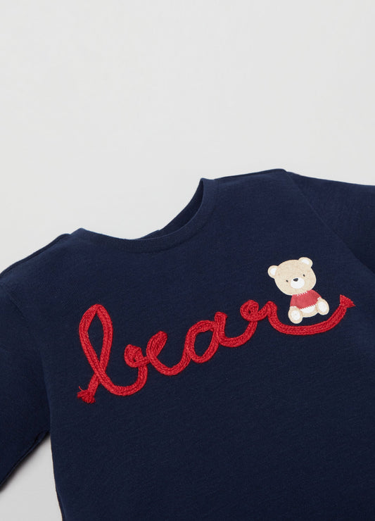 OVS Newborn Girl Bear Embroidered Long Sleeve T-Shirt