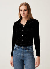 OVS Womens Velvet Shirt With Jewel Buttons