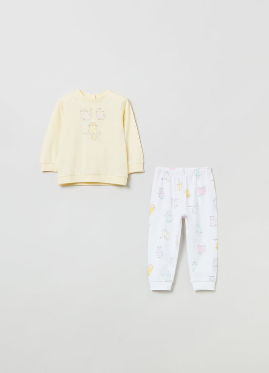 OVS Baby Girl Cotton Pyjamas With Kitten Print