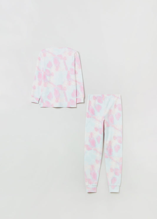 OVS Girls Tie Dye Pajamas With Glitter Print