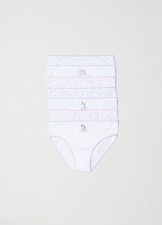 OVS Girls Seven-Pair Pack Briefs In Cotton With Print