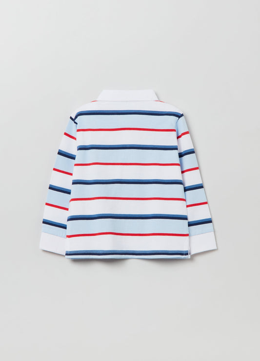 OVS Kids Boy Yarn-Dyed Striped Cotton Polo Shirt