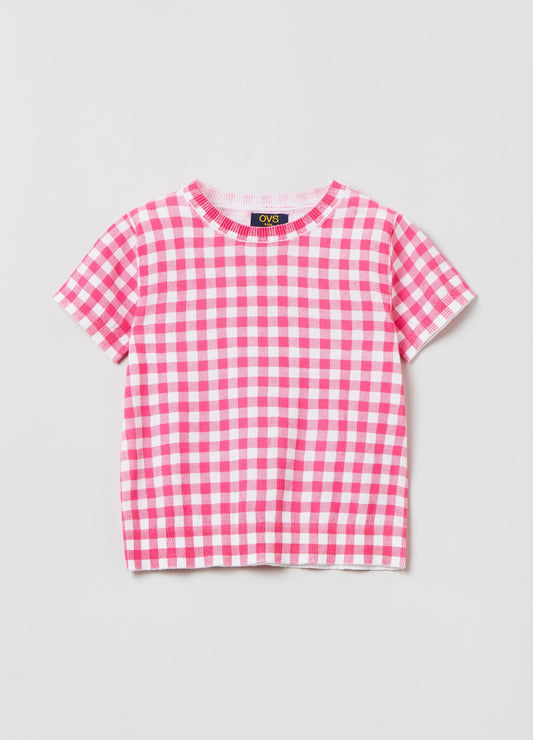 OVS Kids Girl Jersey T-Shirt With Gingham Pattern