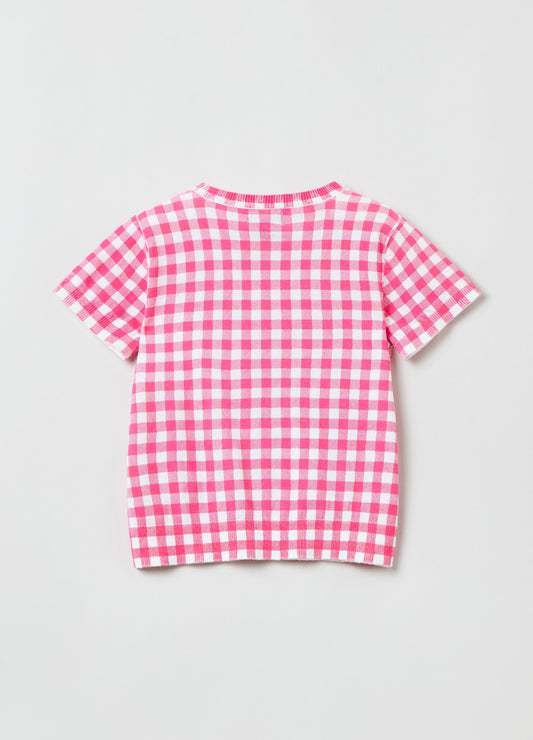 OVS Kids Girl Jersey T-Shirt With Gingham Pattern