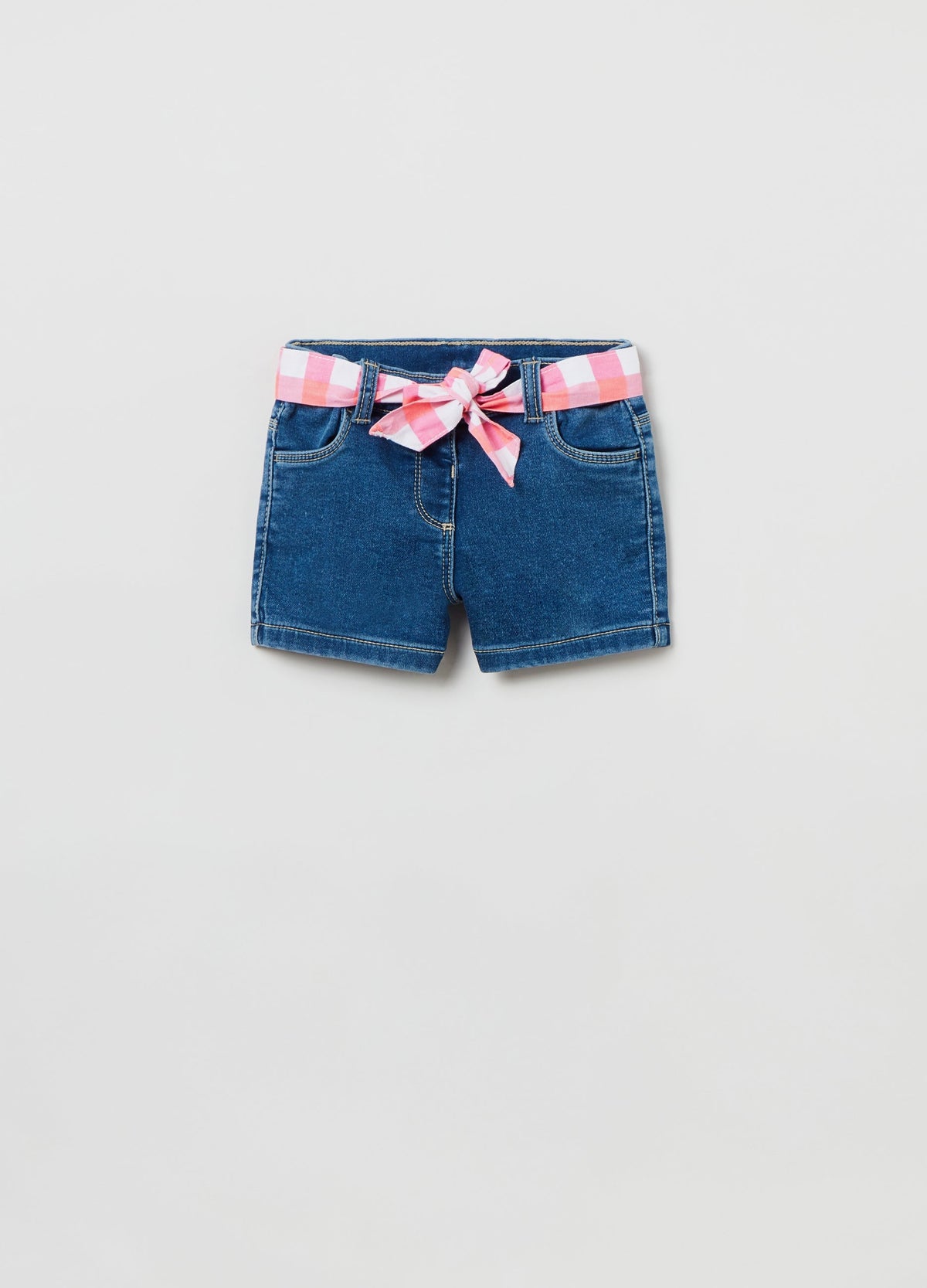 OVS Kids Girl Denim Shorts With Check Belt