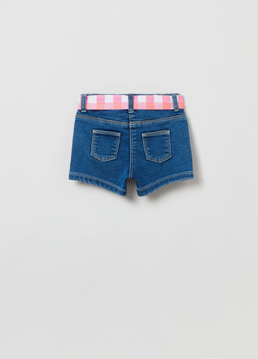 OVS Kids Girl Denim Shorts With Check Belt