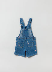 OVS Kids Girl Denim Dungarees With Small Flowers Embroidery