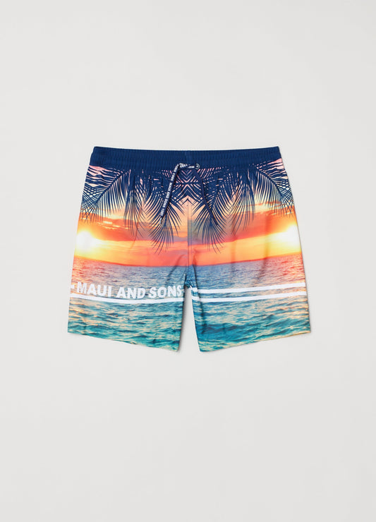 OVS Kids Boy Swimming Trunks With Maui And Sons Print