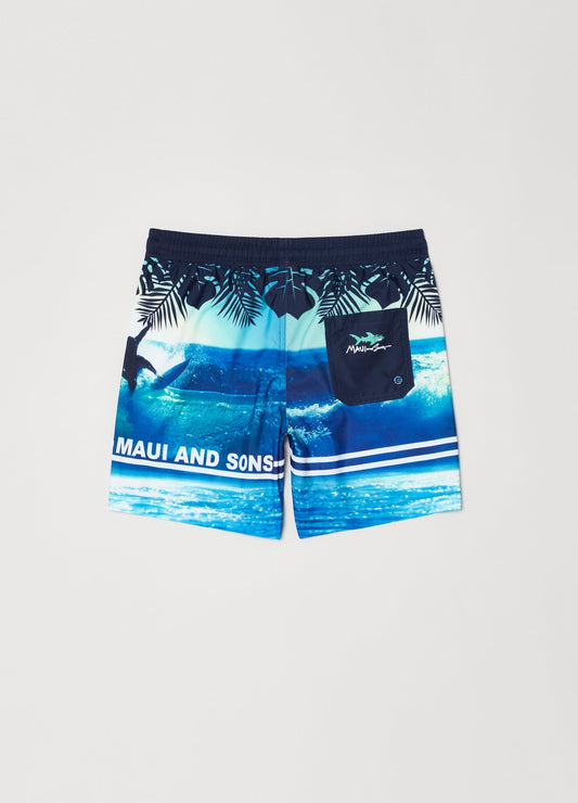 OVS Kids Boy Swimming Trunks With Maui And Sons Print