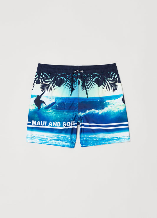 OVS Kids Boy Swimming Trunks With Maui And Sons Print