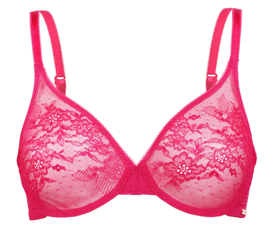 Gossard Under Wired Glossies Lace T Shirt Bra - Hot Pink