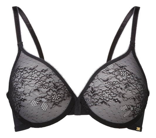 Gossard Under Wired Glossies Lace T Shirt Bra-Black