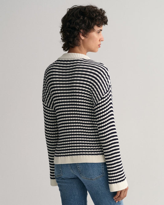 GANT Striped Cotton Rib Crew Neck Sweater