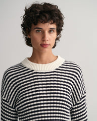 GANT Striped Cotton Rib Crew Neck Sweater