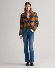 GANT Cropped Checked Wool Blazer Jacket