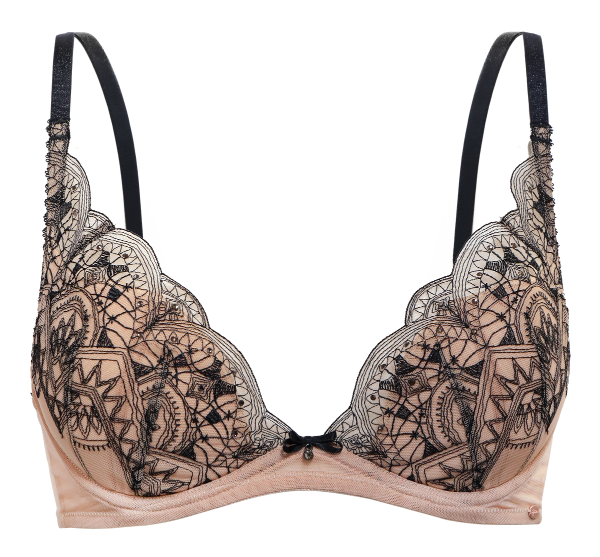 Gossard Embroidered Padded Plunge Bra - Nude