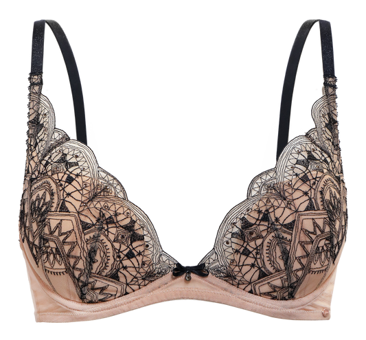 Gossard Embroidered Padded Plunge Bra - Nude