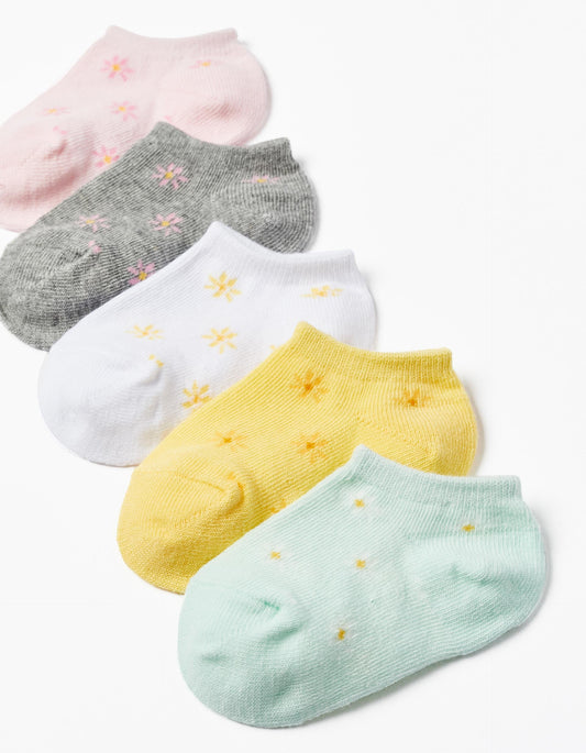 Zippy Pack Of 5 Pairs Of Socks With Floral Pattern For Baby Girls